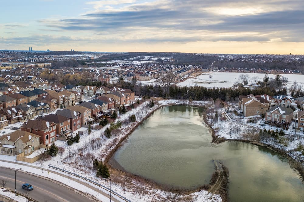 Beautiful richmond hill skyline Aerial view photograph Ontario, Canada.